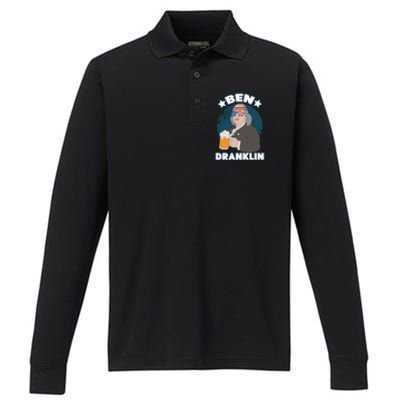 4th Of July Memorial Day Ben Drankin Benjamin Franklin Cute Gift Performance Long Sleeve Polo