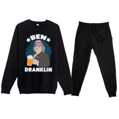 4th Of July Memorial Day Ben Drankin Benjamin Franklin Cute Gift Premium Crewneck Sweatsuit Set