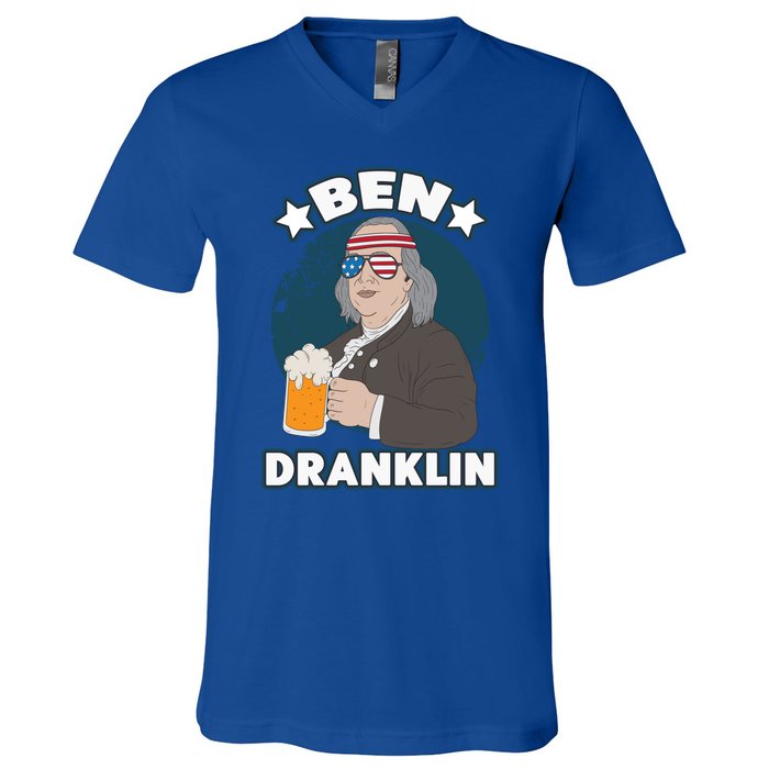 4th Of July Memorial Day Ben Drankin Benjamin Franklin Cute Gift V-Neck T-Shirt