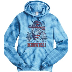 4th Of July Meowica Patriotic Cowboy Cat Tie Dye Hoodie