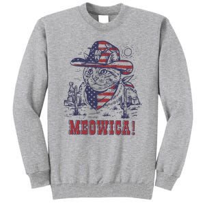 4th Of July Meowica Patriotic Cowboy Cat Tall Sweatshirt