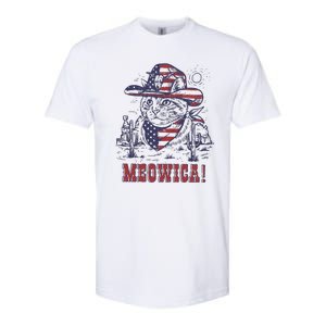 4th Of July Meowica Patriotic Cowboy Cat Softstyle CVC T-Shirt