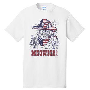 4th Of July Meowica Patriotic Cowboy Cat Tall T-Shirt