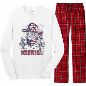 4th Of July Meowica Patriotic Cowboy Cat Long Sleeve Pajama Set