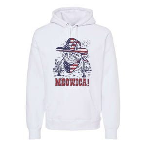 4th Of July Meowica Patriotic Cowboy Cat Premium Hoodie