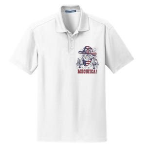 4th Of July Meowica Patriotic Cowboy Cat Dry Zone Grid Polo