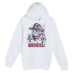 4th Of July Meowica Patriotic Cowboy Cat Premium Pullover Hoodie