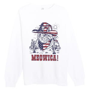 4th Of July Meowica Patriotic Cowboy Cat Premium Crewneck Sweatshirt