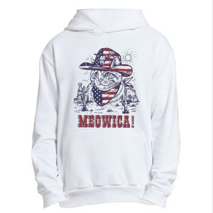 4th Of July Meowica Patriotic Cowboy Cat Urban Pullover Hoodie