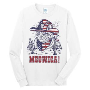 4th Of July Meowica Patriotic Cowboy Cat Tall Long Sleeve T-Shirt