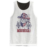 4th Of July Meowica Patriotic Cowboy Cat Mesh Reversible Basketball Jersey Tank