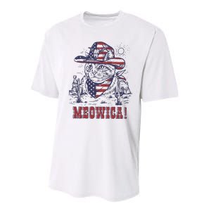 4th Of July Meowica Patriotic Cowboy Cat Performance Sprint T-Shirt