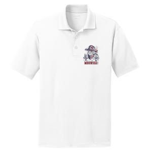 4th Of July Meowica Patriotic Cowboy Cat PosiCharge RacerMesh Polo