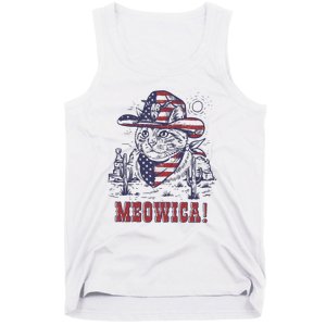 4th Of July Meowica Patriotic Cowboy Cat Tank Top