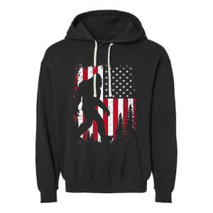 4th Of July Bigfoot Sasquatch American Flag Patriotic Garment-Dyed Fleece Hoodie