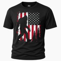 4th Of July Bigfoot Sasquatch American Flag Patriotic Cooling Performance Crew T-Shirt