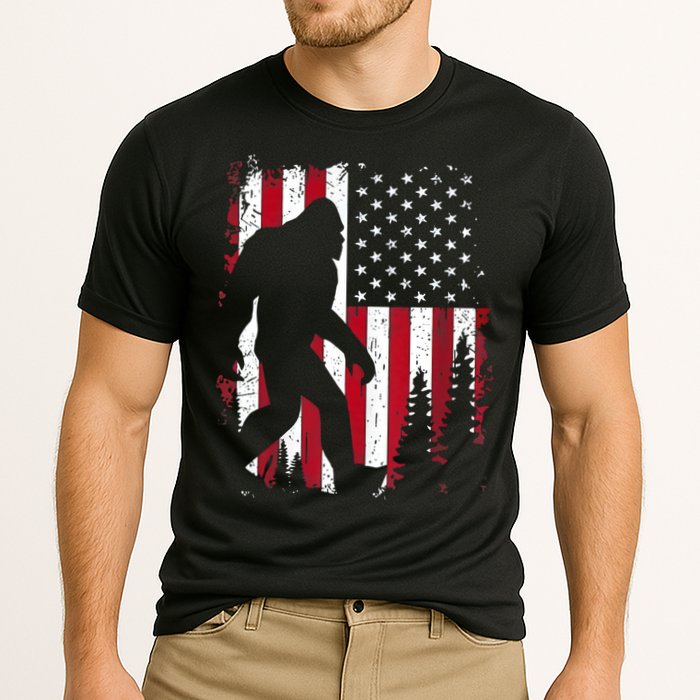 4th Of July Bigfoot Sasquatch American Flag Patriotic Cooling Performance Crew T-Shirt