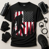 4th Of July Bigfoot Sasquatch American Flag Patriotic Cooling Performance Crew T-Shirt