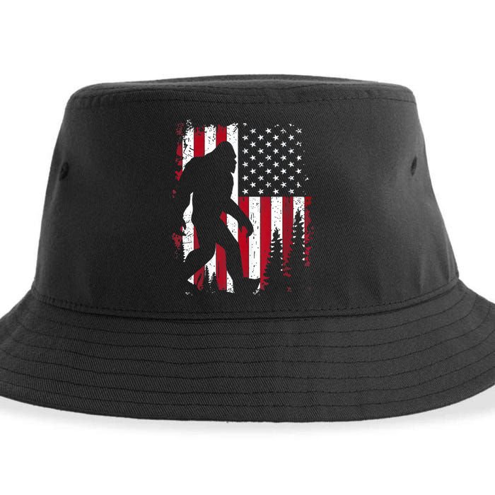 4th Of July Bigfoot Sasquatch American Flag Patriotic Sustainable Bucket Hat