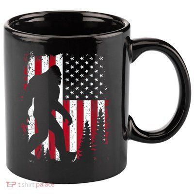 4th Of July Bigfoot Sasquatch American Flag Patriotic 11oz C Handle Ceramic Mug