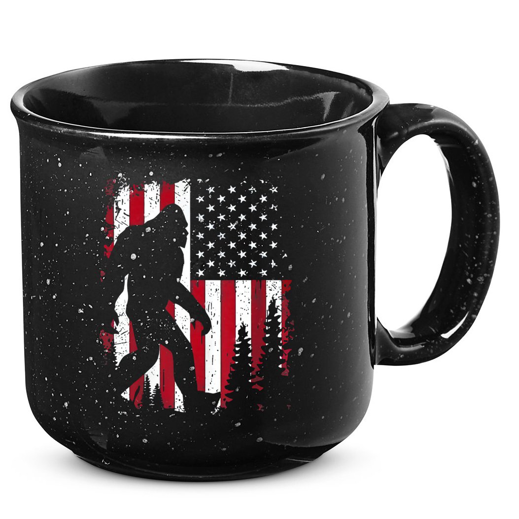 4th Of July Bigfoot Sasquatch American Flag Patriotic 15oz Campfire Ceramic Mug