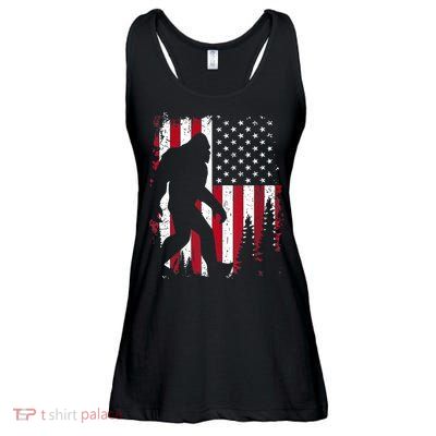 4th Of July Bigfoot Sasquatch American Flag Patriotic Ladies Essential Flowy Tank