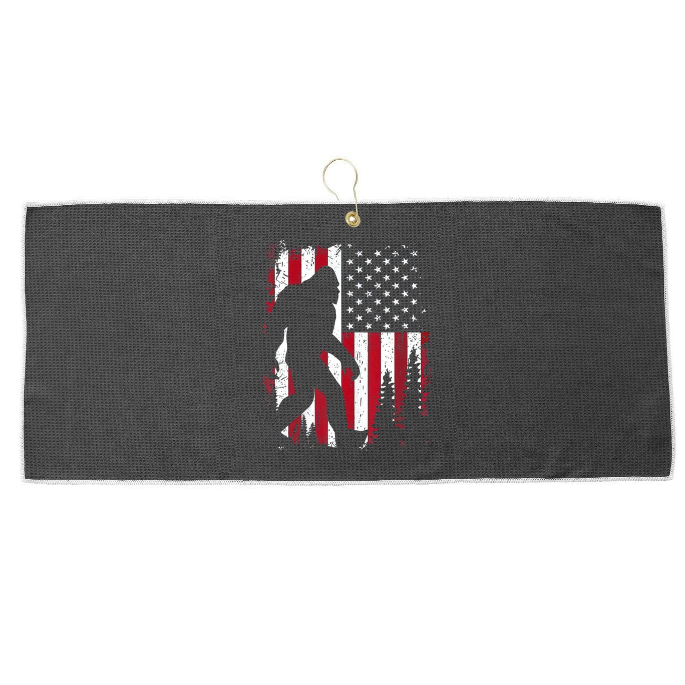 4th Of July Bigfoot Sasquatch American Flag Patriotic Large Microfiber Waffle Golf Towel