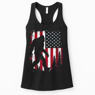 4th Of July Bigfoot Sasquatch American Flag Patriotic Womens Tank Top