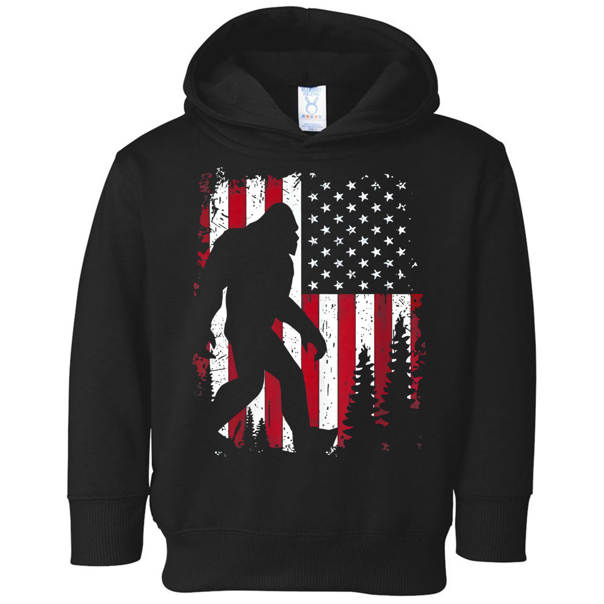 4th Of July Bigfoot Sasquatch American Flag Patriotic Toddler Hoodie