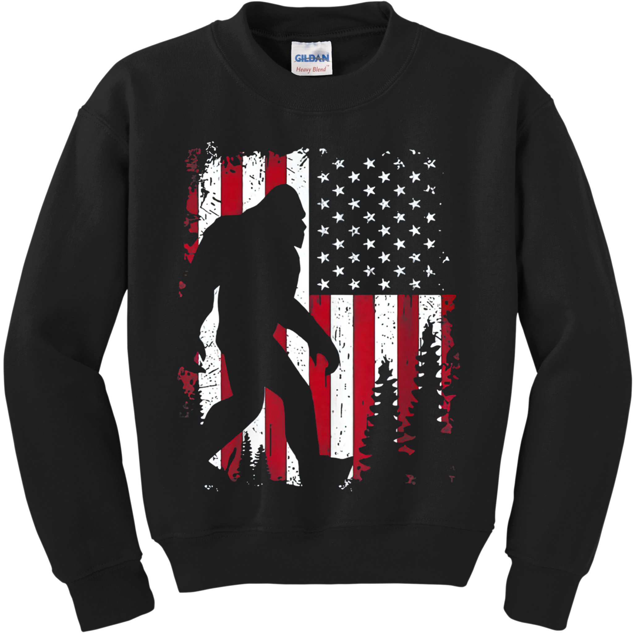 4th Of July Bigfoot Sasquatch American Flag Patriotic Kids Sweatshirt