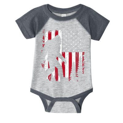4th Of July Bigfoot Sasquatch American Flag Patriotic Infant Baby Jersey Bodysuit