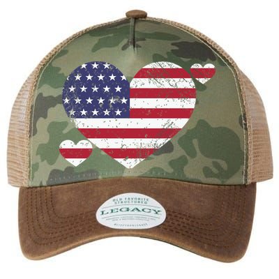 4th Of July American Heart Flag Legacy Tie Dye Trucker Hat