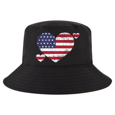4th Of July American Heart Flag Cool Comfort Performance Bucket Hat