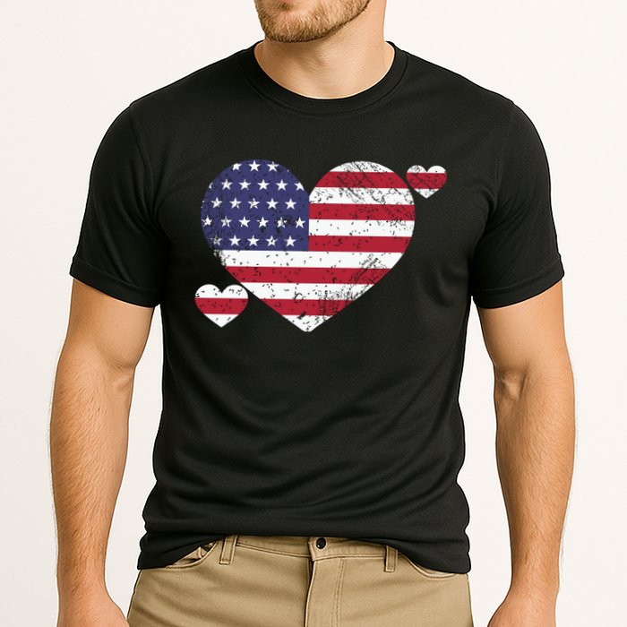 4th Of July American Heart Flag Cooling Performance Crew T-Shirt