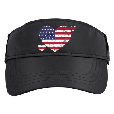 4th Of July American Heart Flag Adult Drive Performance Visor