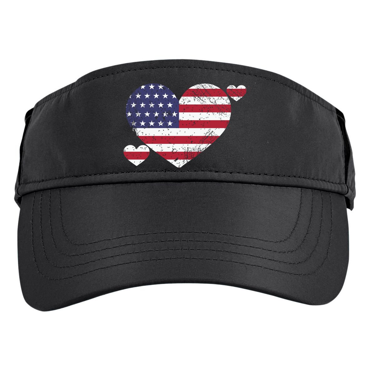 4th Of July American Heart Flag Adult Drive Performance Visor