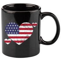 4th Of July American Heart Flag 11oz C Handle Ceramic Mug
