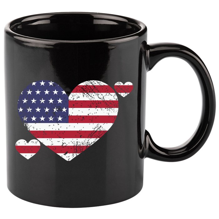 4th Of July American Heart Flag 11oz C Handle Ceramic Mug