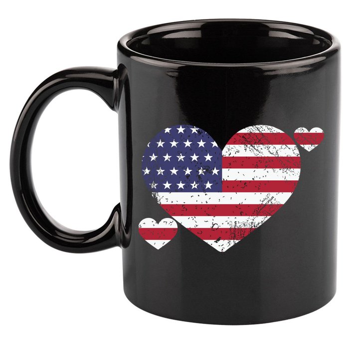 4th Of July American Heart Flag 11oz C Handle Ceramic Mug