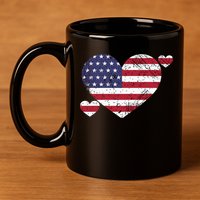 4th Of July American Heart Flag 11oz C Handle Ceramic Mug