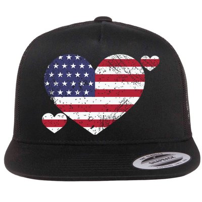 4th Of July American Heart Flag Flatbill Hat