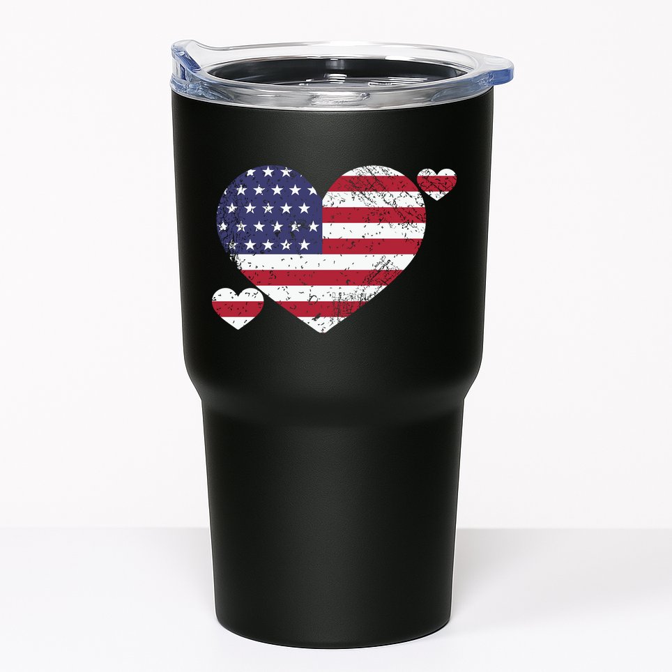 4th Of July American Heart Flag Tumbler