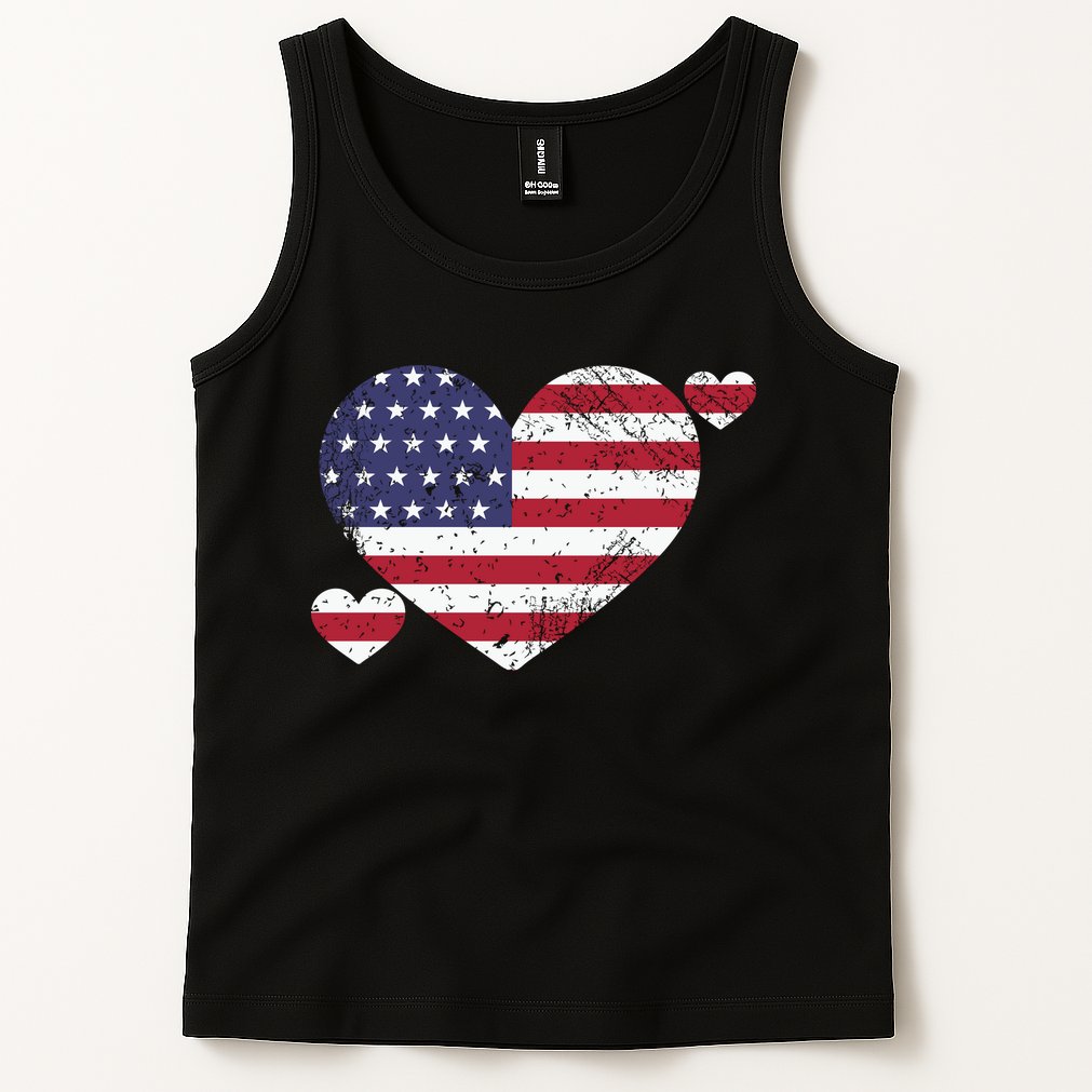 4th Of July American Heart Flag Tank Top