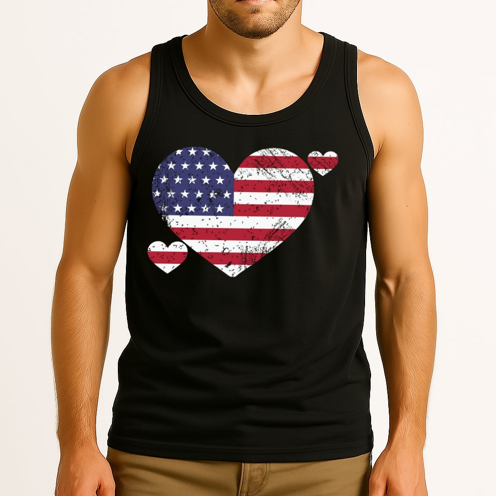 4th Of July American Heart Flag Tank Top
