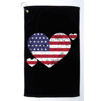 4th Of July American Heart Flag Golf Towel