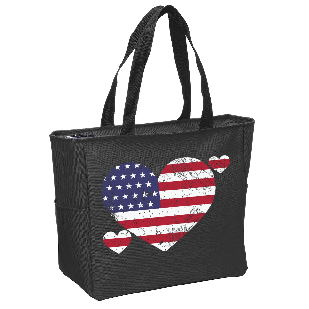 4th Of July American Heart Flag Zip Tote Bag