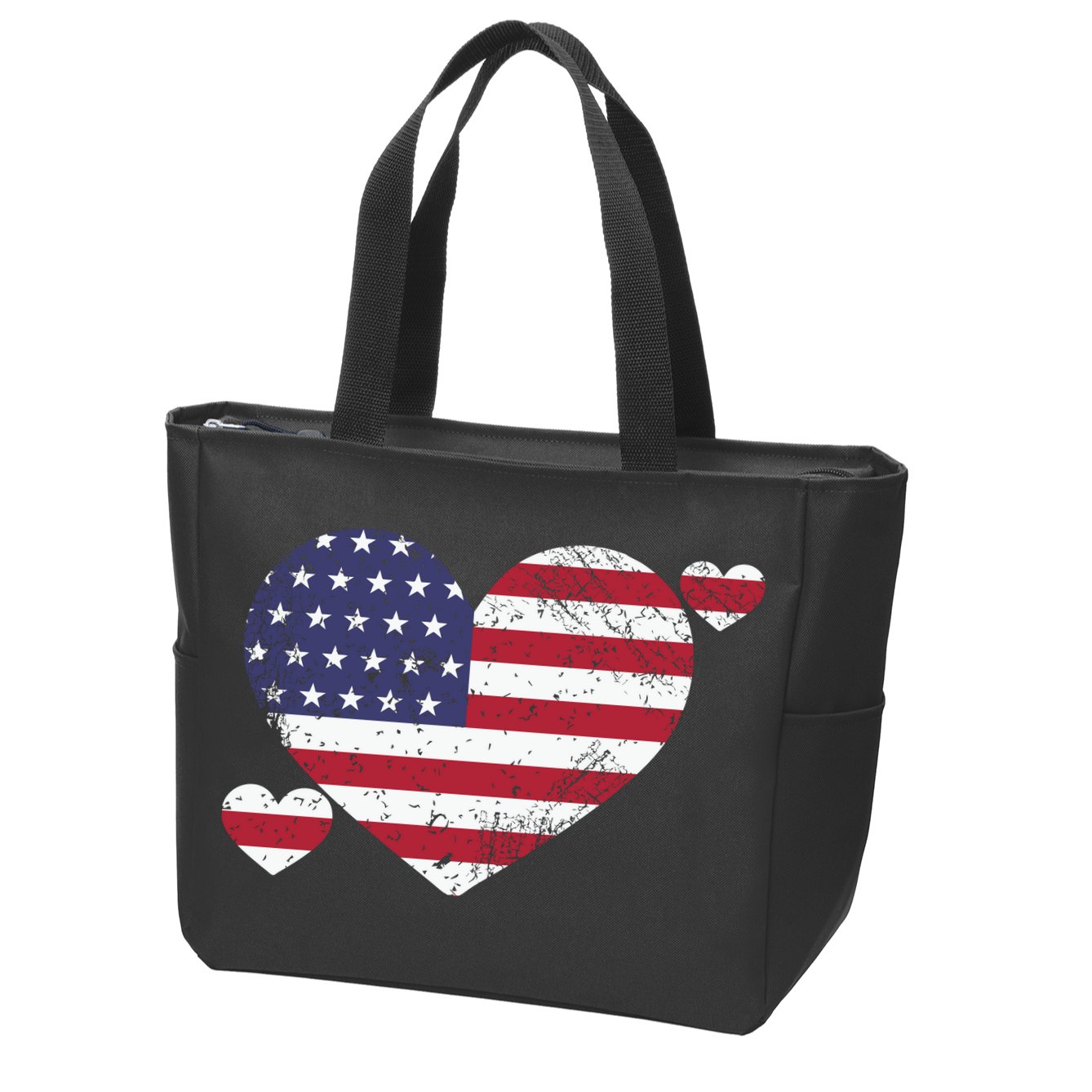 4th Of July American Heart Flag Zip Tote Bag