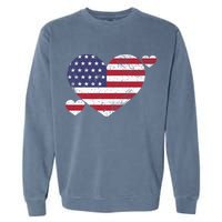 4th Of July American Heart Flag Garment-Dyed Sweatshirt