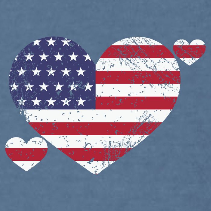 4th Of July American Heart Flag Garment-Dyed Sweatshirt