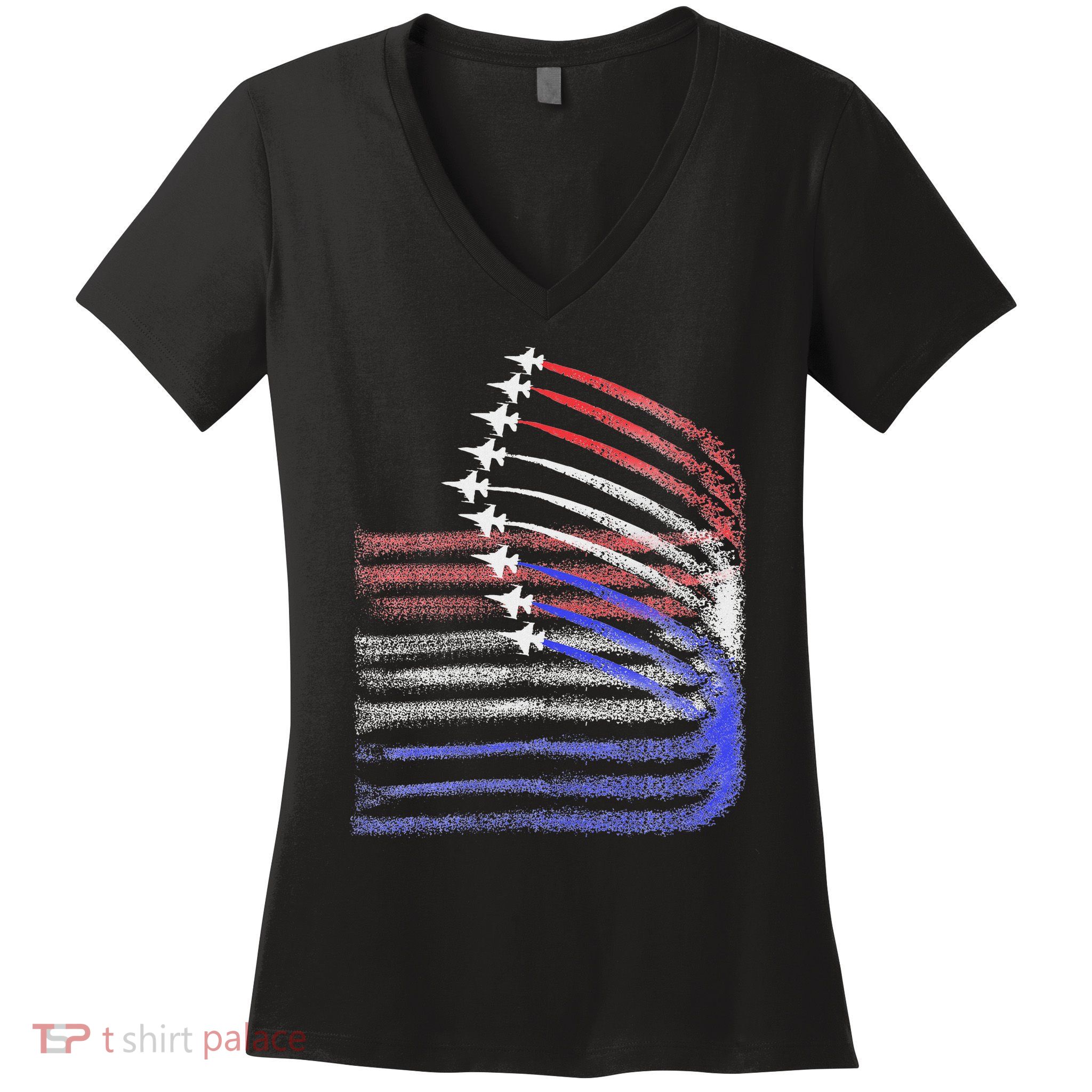 4th Of July Jet American Flag Patriotic Usa For Women's V-Neck T-Shirt